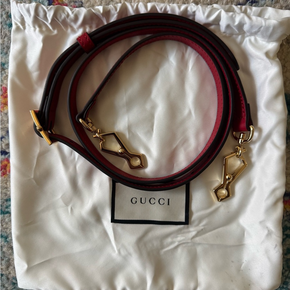 Gucci Burgundy Leather Strap with Gold Accents